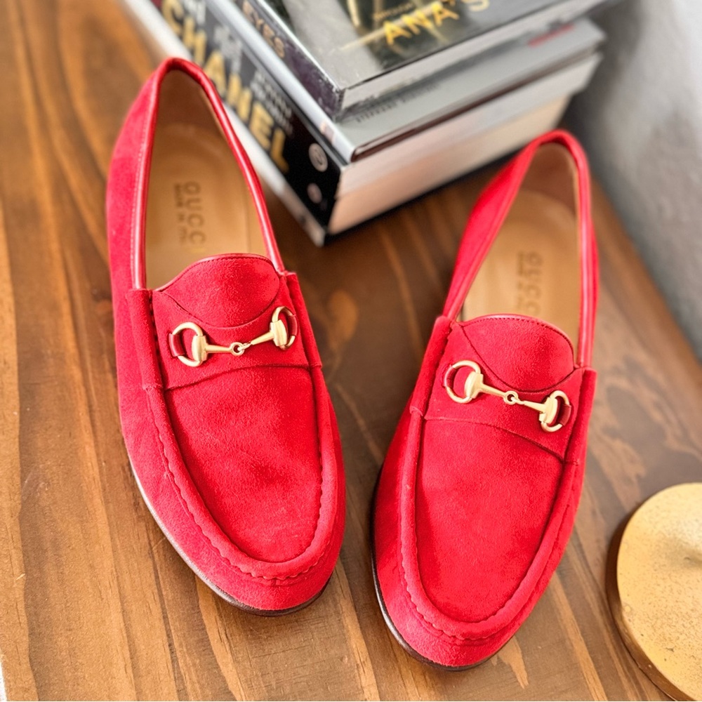 Gucci Red Leather Sole Loafers - Picture 2 of 11